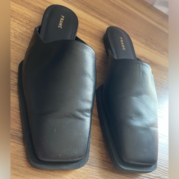 Frame Denim Black Leather Mules - Picture 6 of 7